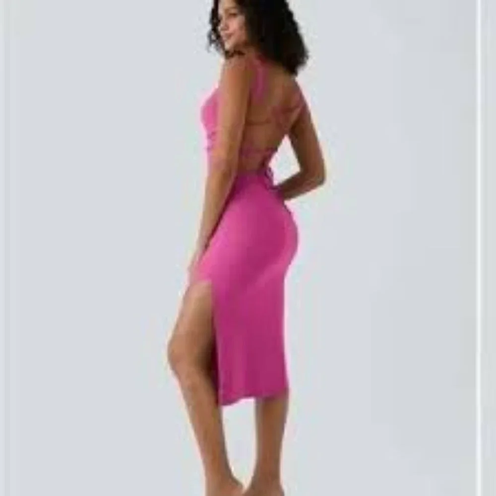 8-NWOT HALARA LACE UP BODYCON MIDI DRESS - Picture 3 of 4